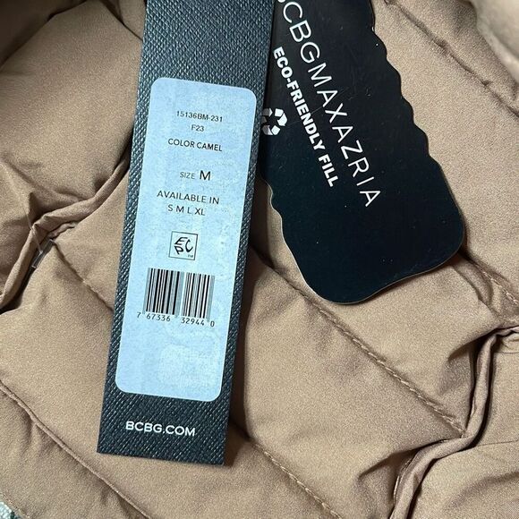 BCBGMaxAzria Womens Feather Free Eco-Friendly Fill Puffer Jacket Camel Tan Mediu - Picture 7 of 11